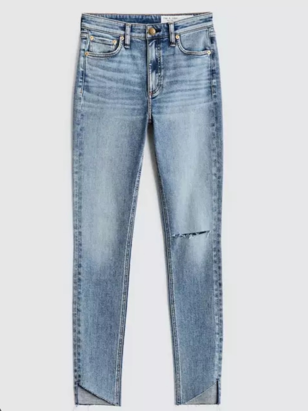Rag & Bone Nina High Rise Skinny Jeans in Maisie w/ Holes Light Wash Size 25